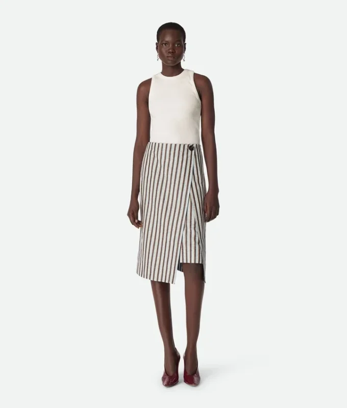 Cotton and Linen Stripe Skirt