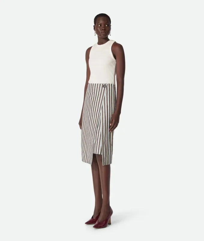 Cotton and Linen Stripe Skirt