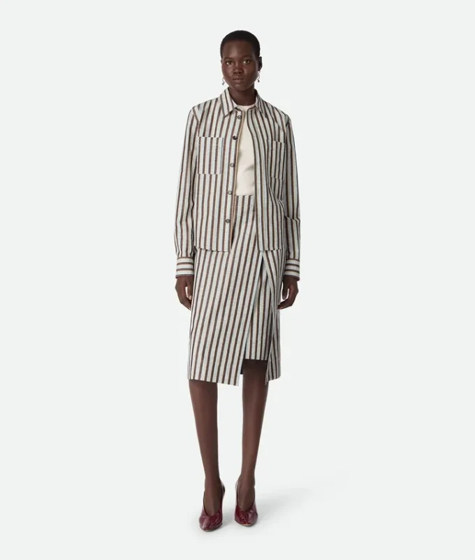 Cotton and Linen Stripe Skirt