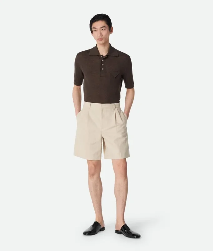 Cotton and Linen Twill Shorts
