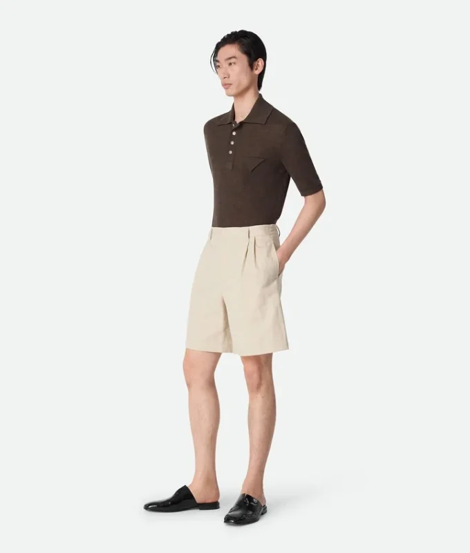 Cotton and Linen Twill Shorts