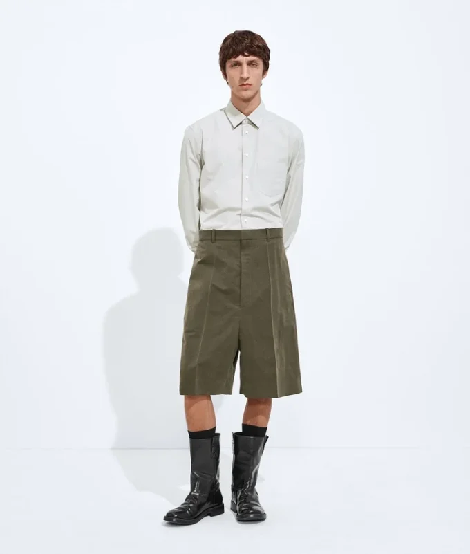 Cotton and Silk Crinkled Shorts