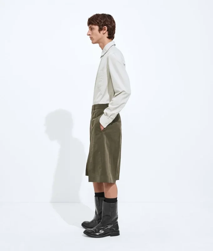 Cotton and Silk Crinkled Shorts
