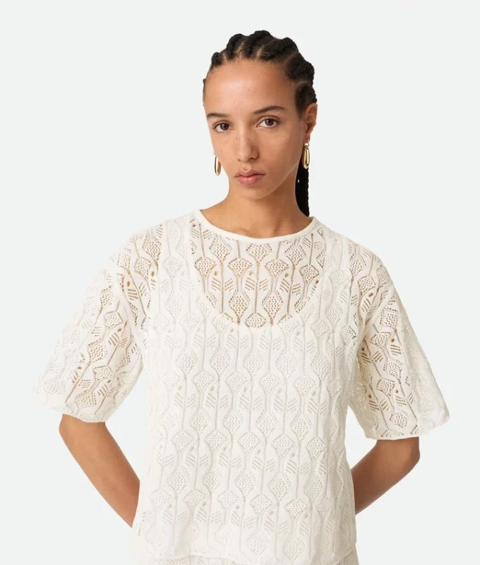 Cotton and Silk Fish Lace Top
