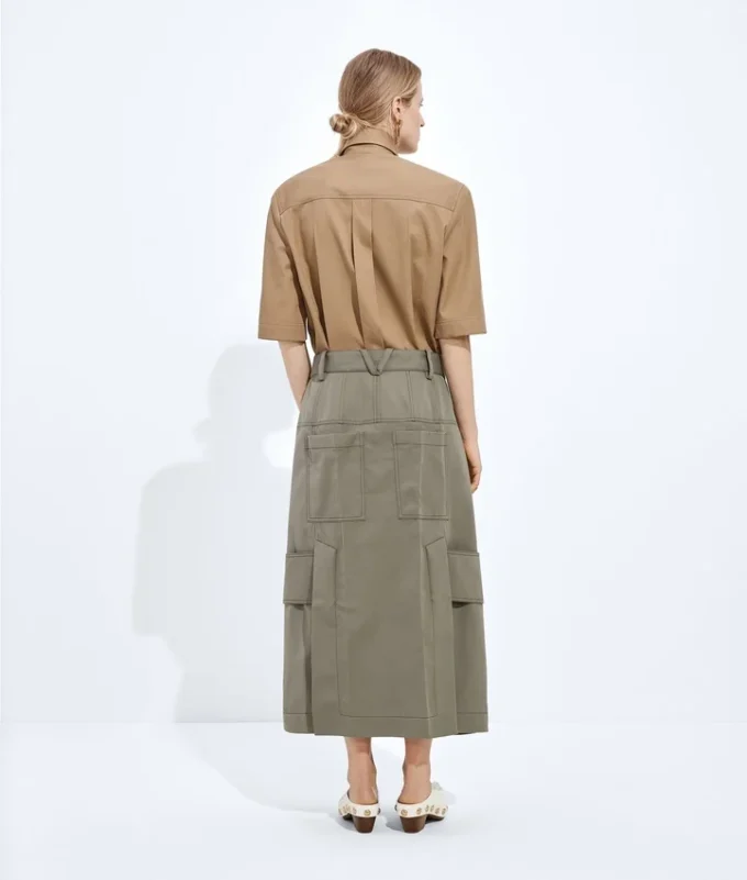 Cotton and Silk Gabardine Skirt