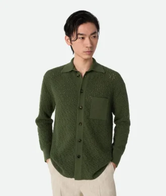 Cotton Crochet Knit Shirt