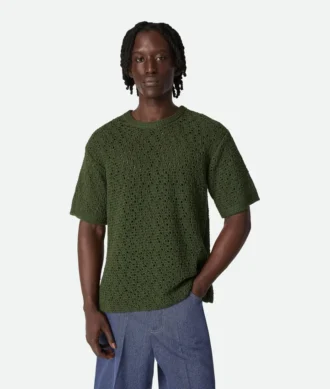 Cotton Crochet Knit T-Shirt