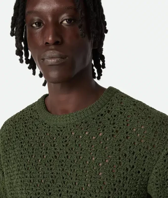 Cotton Crochet Knit T-Shirt