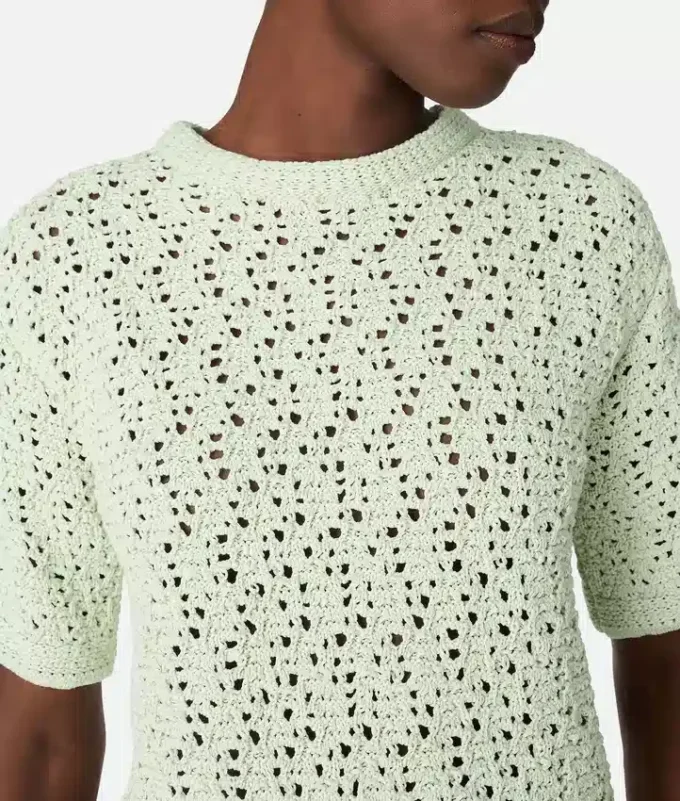 Cotton Crochet Knit T-Shirt