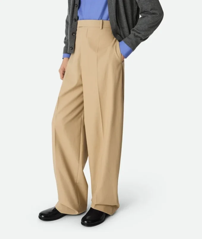 Cotton Twill Straight Trousers