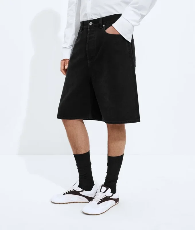 Faded Black Denim Shorts