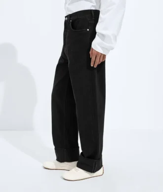 Faded Black Turned-Up Jeans