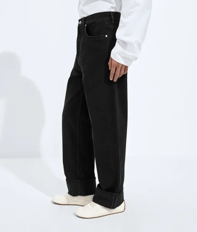 Faded Black Turned-Up Jeans