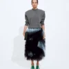 Fringed Embroidery Skirt