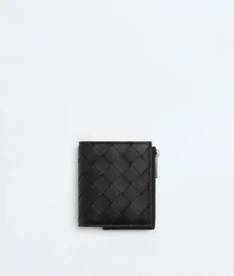 Intrecciato Bi-Fold Wallet with Zip