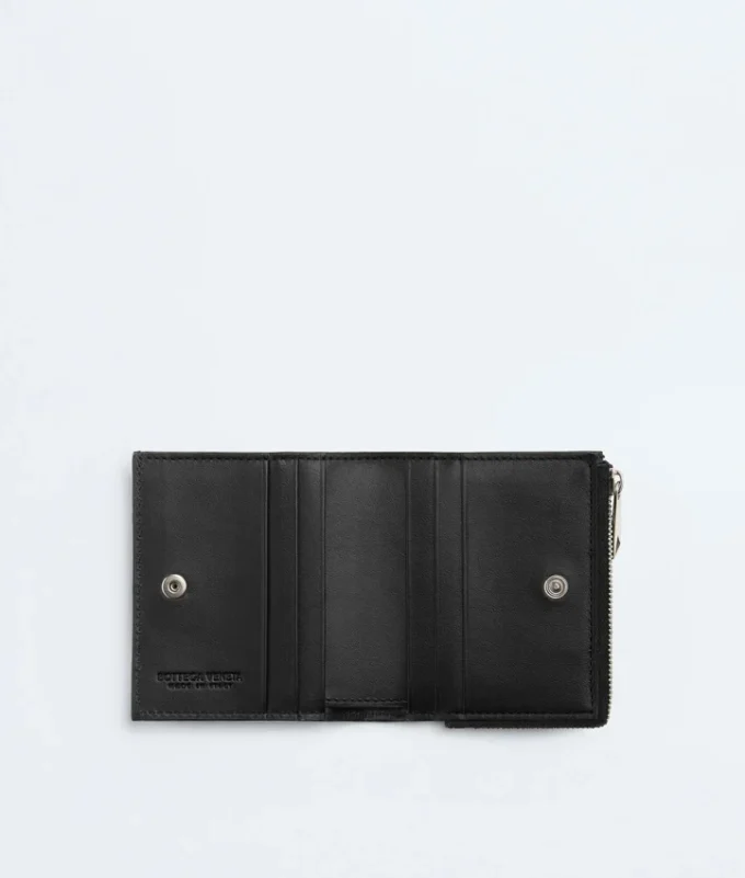 Intrecciato Bi-Fold Wallet with Zip