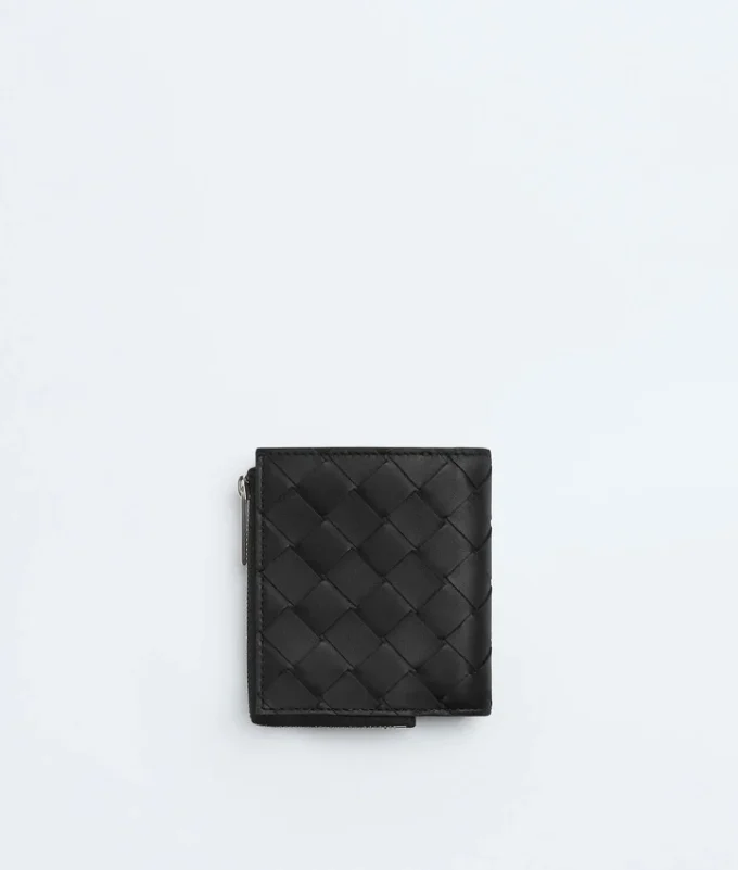Intrecciato Bi-Fold Wallet with Zip