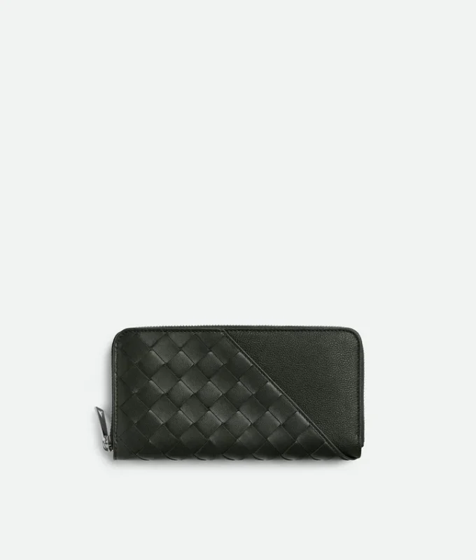 Intrecciato Diagonal Zip Around Wallet