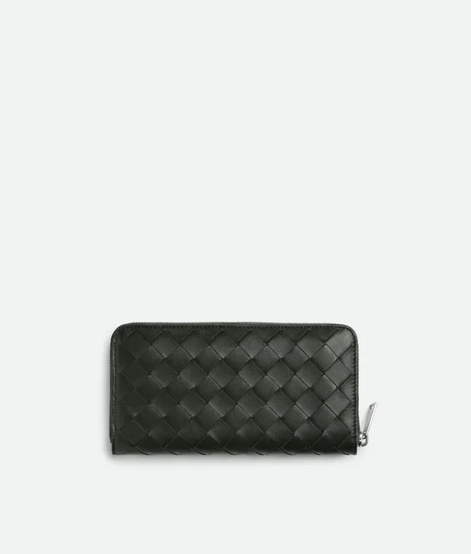 Intrecciato Diagonal Zip Around Wallet