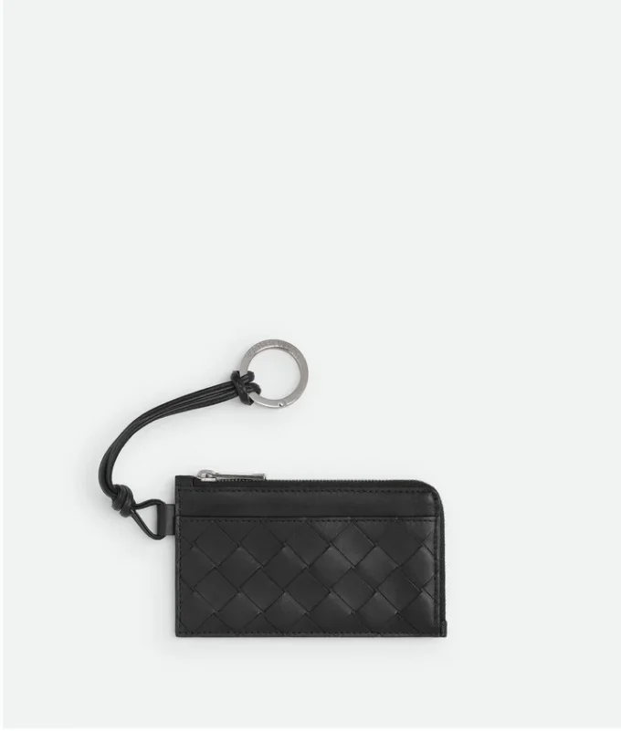 Intrecciato L-Zippered Card Holder on Strap