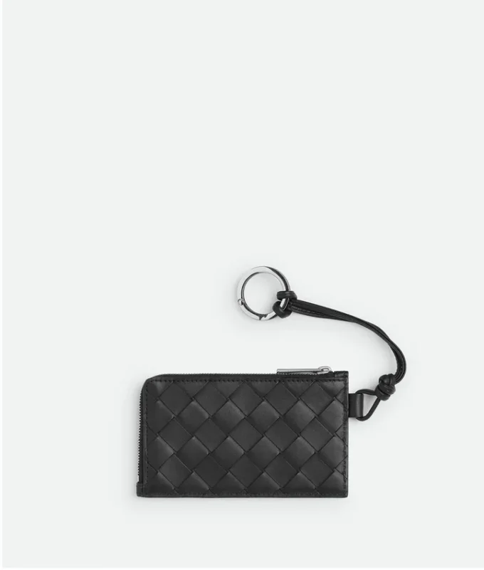 Intrecciato L-Zippered Card Holder on Strap