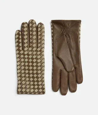 Intrecciato Leather and Suede Gloves