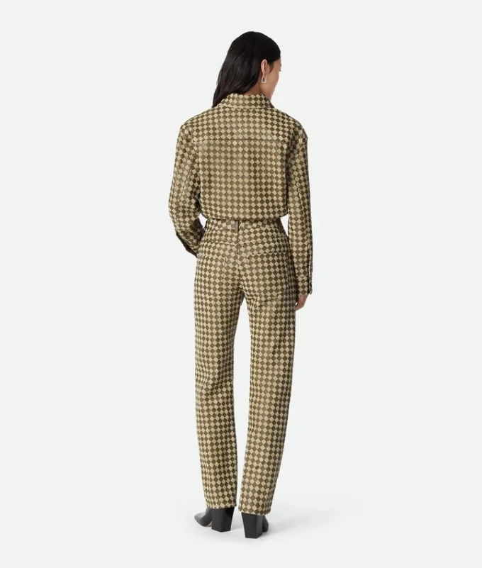 Intrecciato Leather and Suede Pants