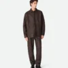 Intrecciato Leather and Suede Shirt