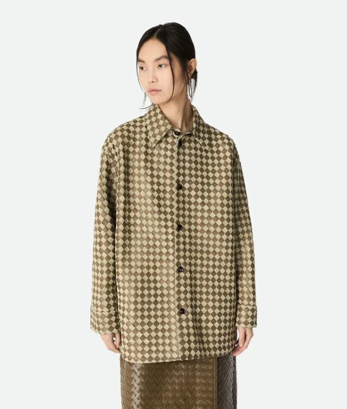 Intrecciato Leather and Suede Shirt