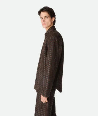 Intrecciato Leather and Suede Shirt