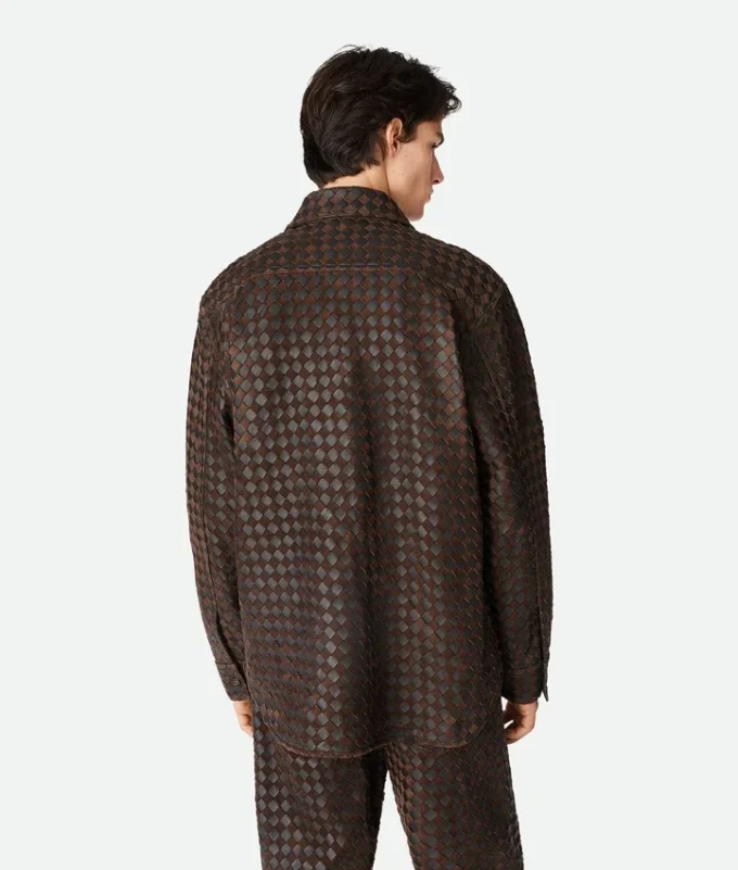 Intrecciato Leather and Suede Shirt