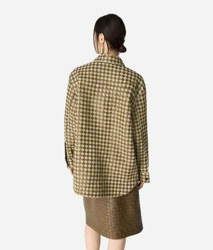 Intrecciato Leather and Suede Shirt