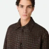 Intrecciato Leather and Suede Shirt