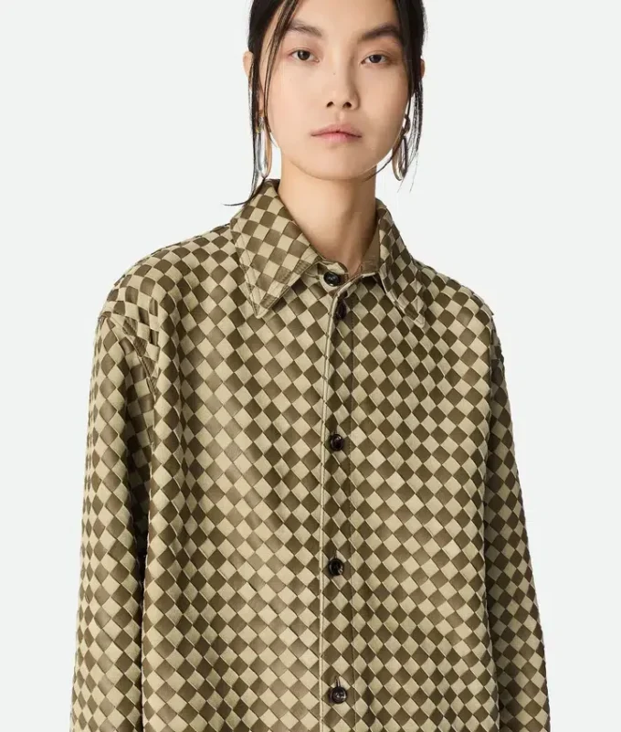 Intrecciato Leather and Suede Shirt