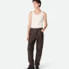 Intrecciato Leather and Suede Straight Pants