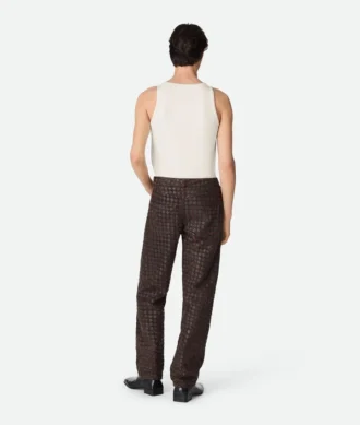 Intrecciato Leather and Suede Straight Pants
