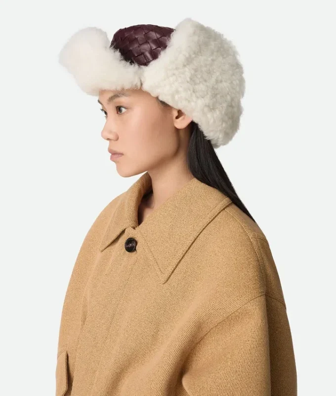 Intrecciato Leather Aviator Hat