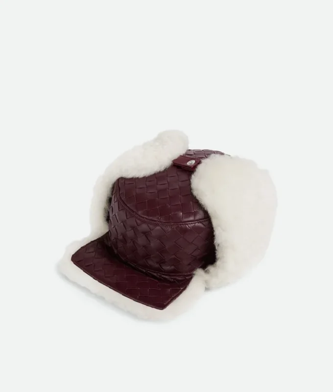 Intrecciato Leather Aviator Hat