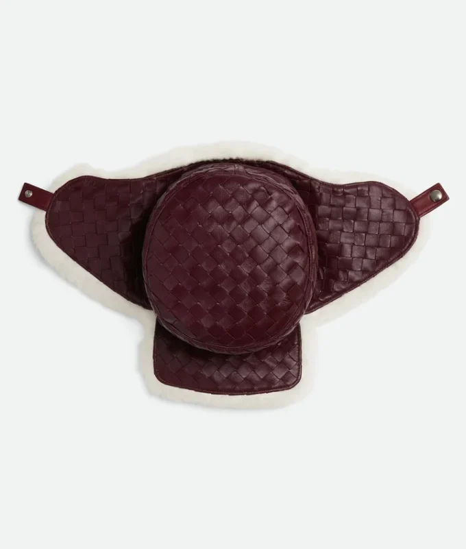 Intrecciato Leather Aviator Hat