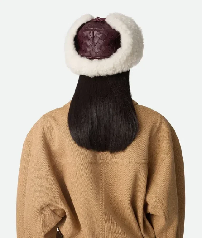 Intrecciato Leather Aviator Hat