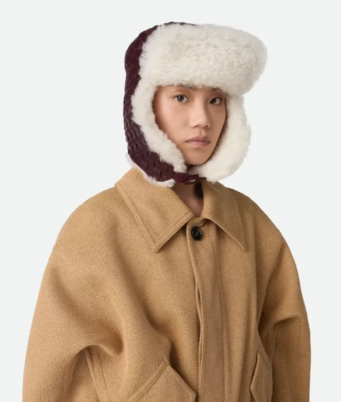 Intrecciato Leather Aviator Hat