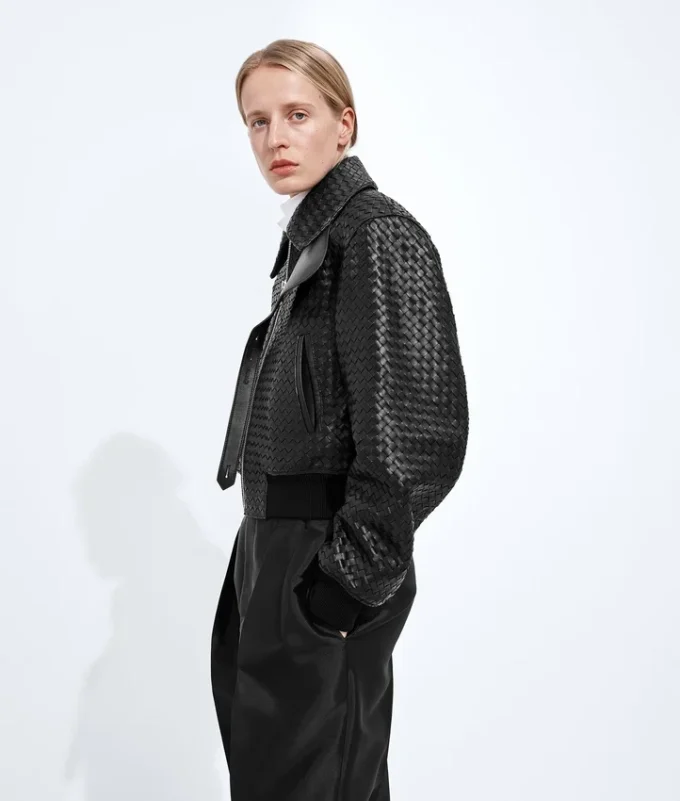 Intrecciato Leather Blouson