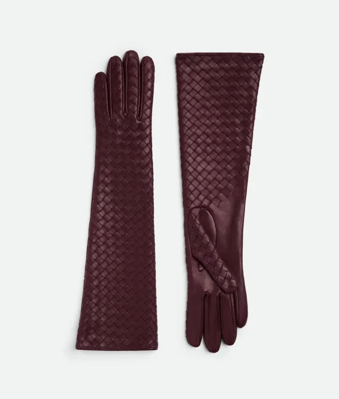 Intrecciato Leather Midi Gloves