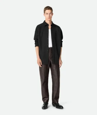 Intrecciato Leather Pants