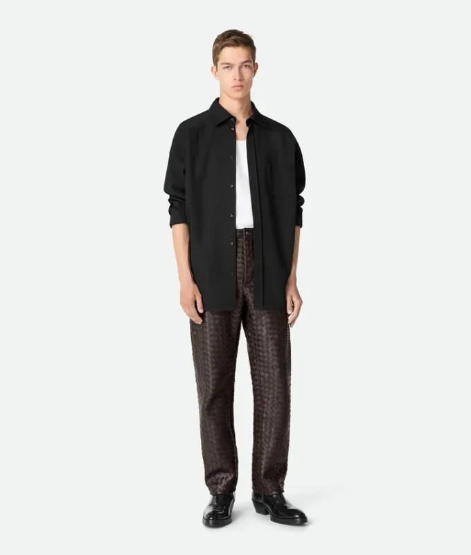 Intrecciato Leather Pants