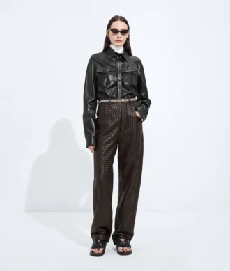 Intrecciato Leather Pants
