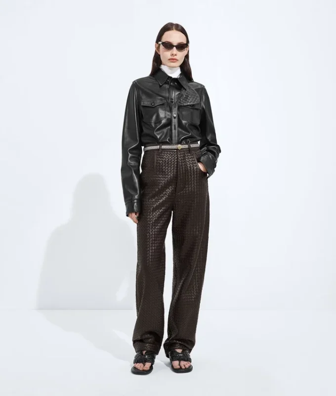 Intrecciato Leather Pants
