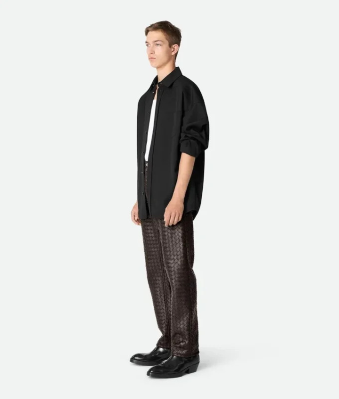 Intrecciato Leather Pants
