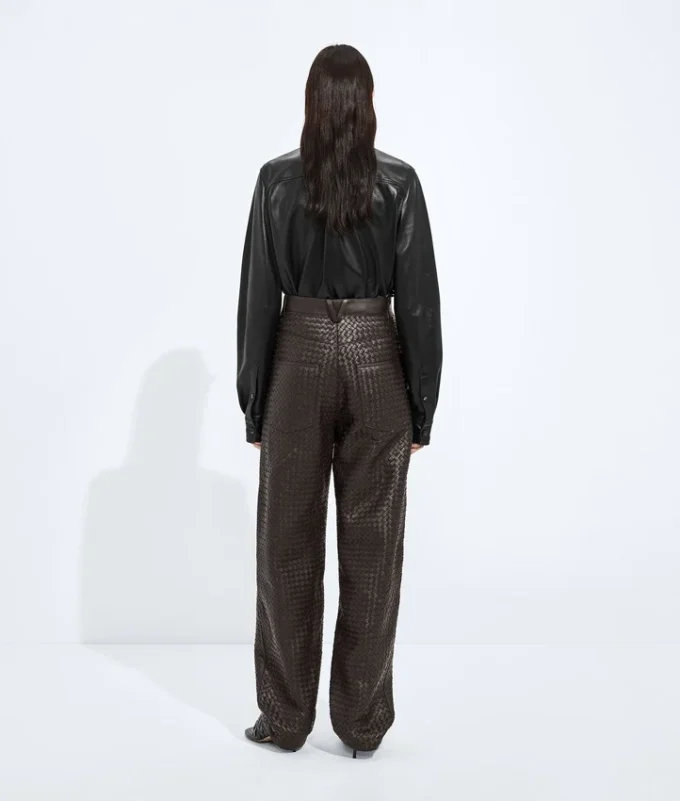 Intrecciato Leather Pants