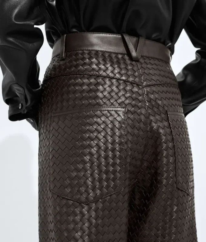 Intrecciato Leather Pants